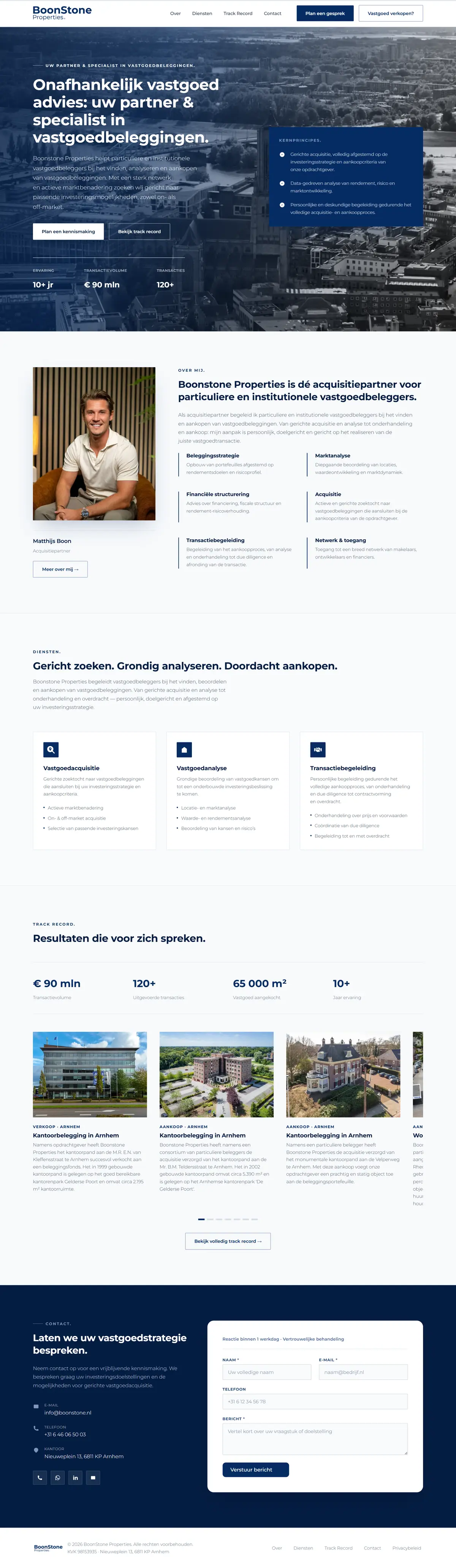 BoonStone Properties — desktop weergave van boonstone.nl